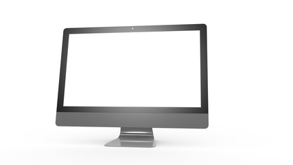 flat monitor white screen computer, pc display digital wide screen and slim 3d