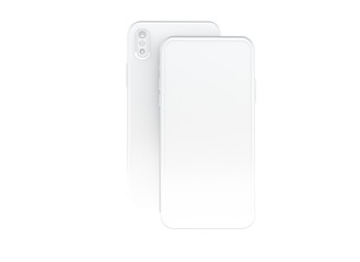 New smartphone with blank screen isolated Flat 3d