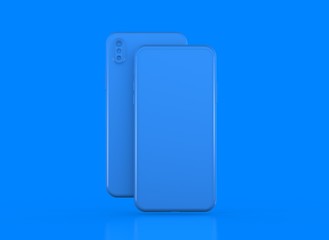 New smartphone with blank screen isolated Flat 3d