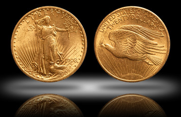 United States gold coin double eagle 20 twenty dollars 1908