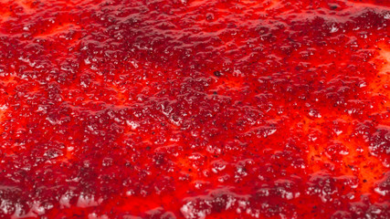 Red sweet jam background. Top view.
