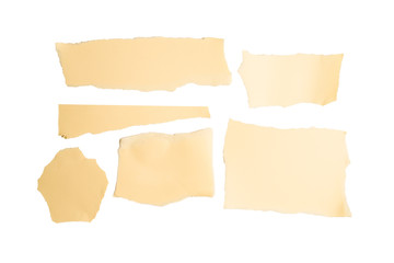 Fototapeta premium Empty beige paper pieces isolated. Space for text or design.