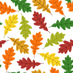 Autumn leaves seamless pattern on white background. Decorative trees vector illustration. Cute forest background. Scandinavian style design for textile, wallpaper, fabric, decor.