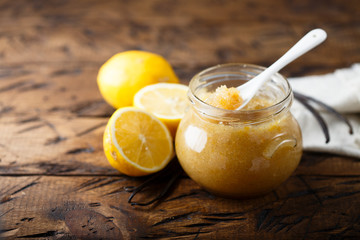 Homemade lemon jam in the jar