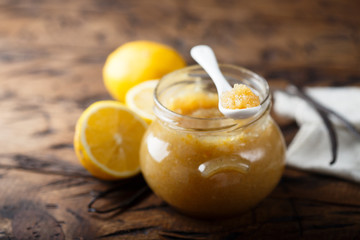 Homemade lemon jam in the jar