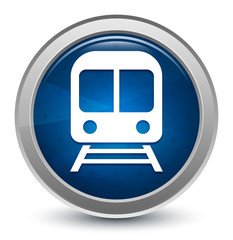 Train icon starburst shiny blue round button illustration design concept