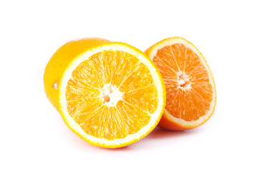 chopped orange citrus on white background,orange fruit isolated
