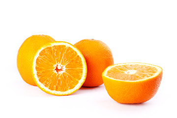 chopped orange citrus on white background,orange fruit isolated