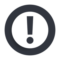Exclamation mark icon flat vector round button clean black and white design concept isolated illustration