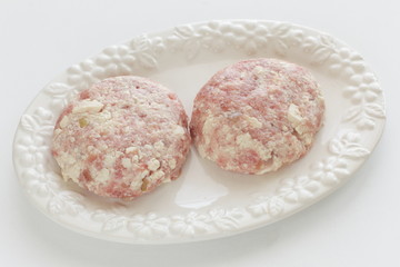 Homemade Tofu patty on dish with copy space