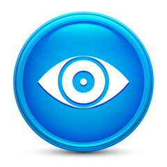 Eye icon glass shiny blue round button isolated design vector illustration
