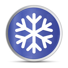Snowflake icon prime blue round button vector illustration design silver frame push button