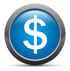 Dollar sign icon premium blue round button vector illustration