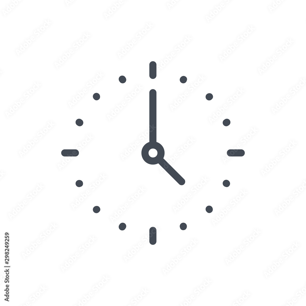 Poster time and clock line icon. watch and time management vector outline sign.