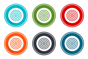 Target icon flat vector illustration design round buttons collection 6 concept colorful frame simple circle set