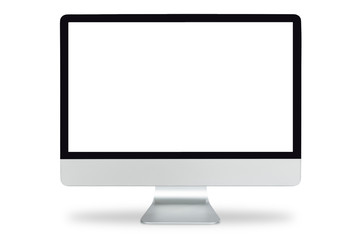 Computer display with blank white screen, .Computer monitor isolated on white background with clipping path.