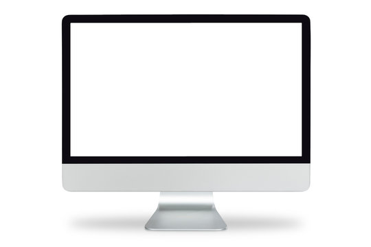 Computer display with blank white screen, .Computer monitor isolated on white background with clipping path.