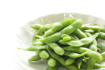 Japanese food, boiled soy bean on plate for healthy food image