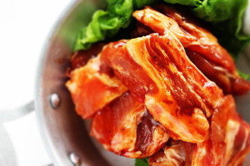 Korean food, seasoning pork ribs for barbecue cooking