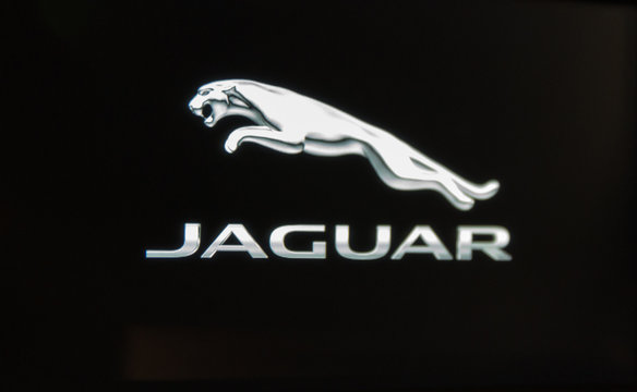 Jaguar cars logo closeup in Kyiv, Ukraine.