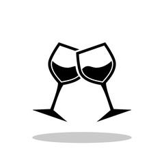 Glasses with wine icon in flat style. Champagne glasses symbol for your web site design, logo, app, UI Vector EPS 10.