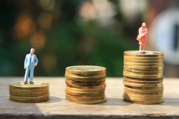 Conceptual Close Up Photo, illustration for wife have a higher income or salary than husband