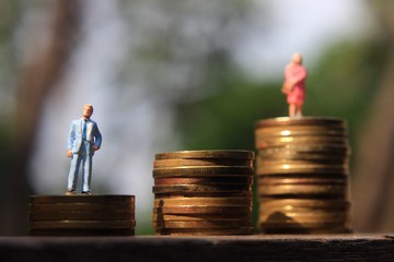 Conceptual Close Up Photo, illustration for wife have a higher income or salary than husband