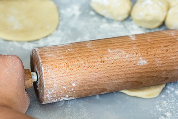 rolling pin and dough