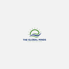 the global minds logo design with sun abstract