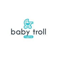 Baby Troll Logo Design vector. Kid Troll Line Icon Design. Modern and Cute Icon Logo Design Art