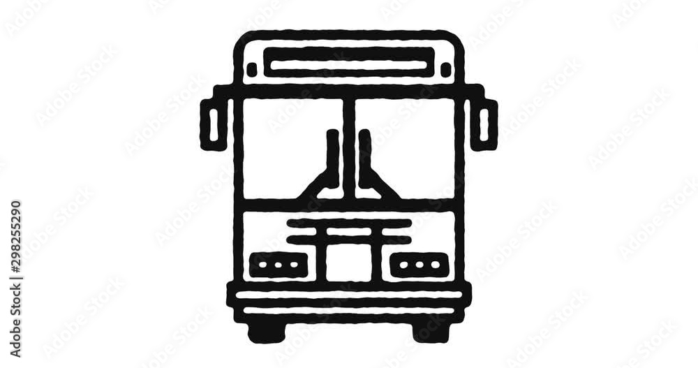 Poster shuttle bus outline icon animation footage/video. hand drawn like symbol animated with motion graphi