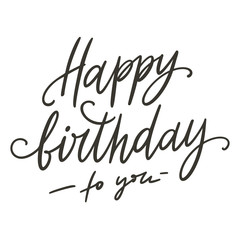 Happy birthday doodle hand lettering. Romantic background. Greeting card design template. Can be used for website background, poster, printing, banner. Vector illustration