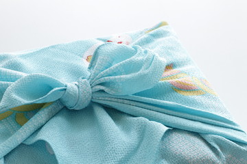 Japanese culture, furoshiki cloth wrapped gift for summer image