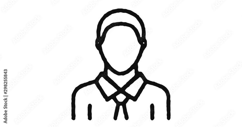 Poster worker identity outline icon animation footage/video. hand drawn like symbol animated with motion gr