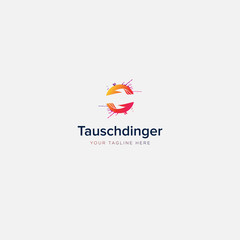 two hands tauschdinger logo design modern teamwork