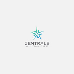 zentrale logo design with arrow like star