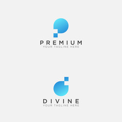 abstract simple logo letter P and D and B