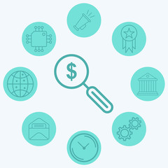 Money search vector icon sign symbol