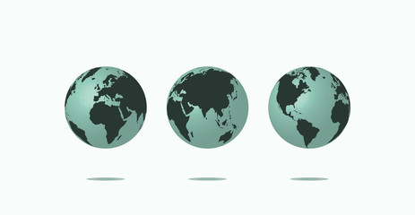 Symbols and icons. Earth globe collection. Set of 3D earth globes. Travel around the world.
