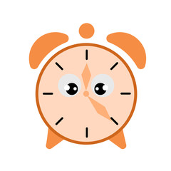 Comic illustration of a small clock face, child  cartoon character