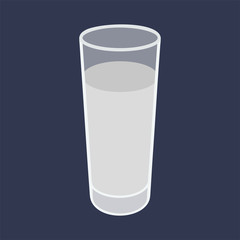 Vodka shot. Alcohol drink glass on dark blue background. Vector illustration.
