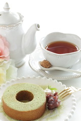 Germen food, green tea Baumkuchen cake 