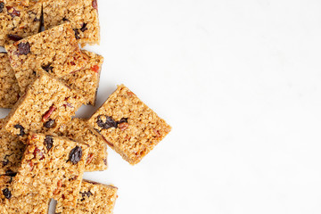 Oat bar vegan healthy food treat cakes on a white background