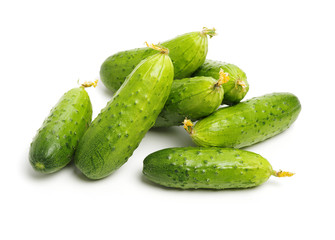 Green cucumber on the white background