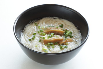 Vietnamese food, chicken and rice noodles soup 