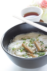 Vietnamese food, chicken and rice noodles soup 