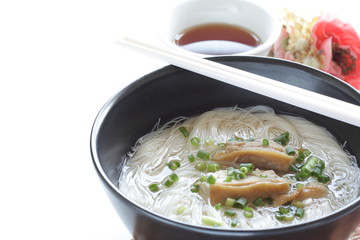 Vietnamese food, chicken and rice noodles soup 