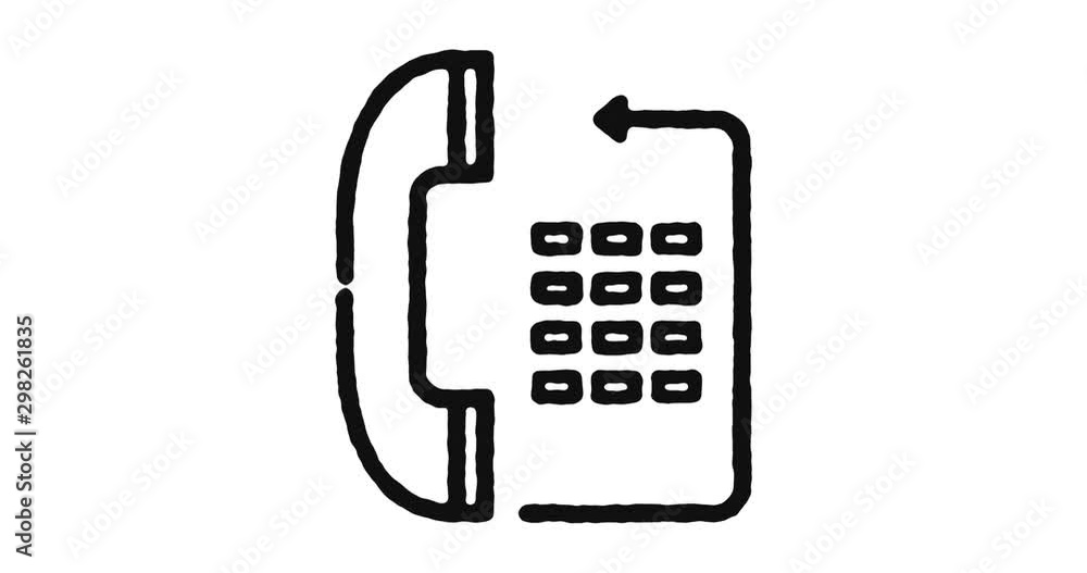 Poster telephone outline icon animation footage/video. hand drawn like symbol animated with motion graphic,