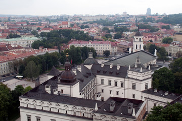 Vilnius Lithuania, Overlooking  the museum roof and Cathedral Basilica of St Stanislaus and St Vladislav