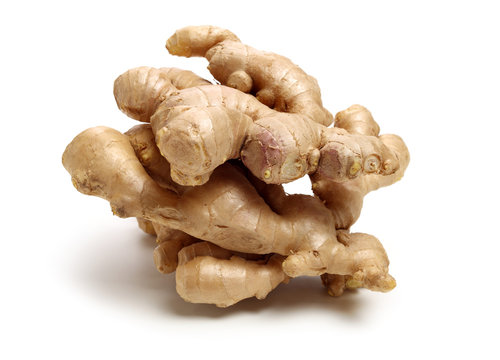 fresh ginger on white background 